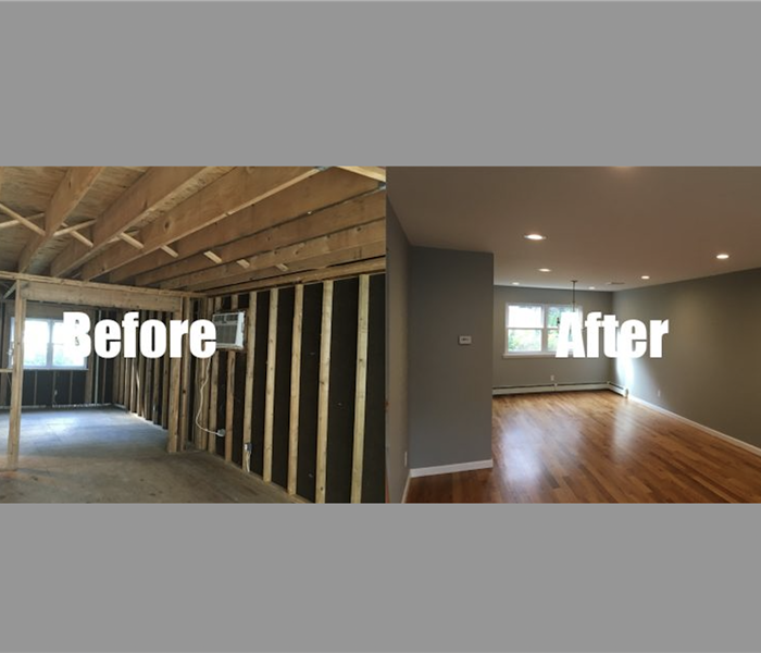 Before and after a flood mitigation job.